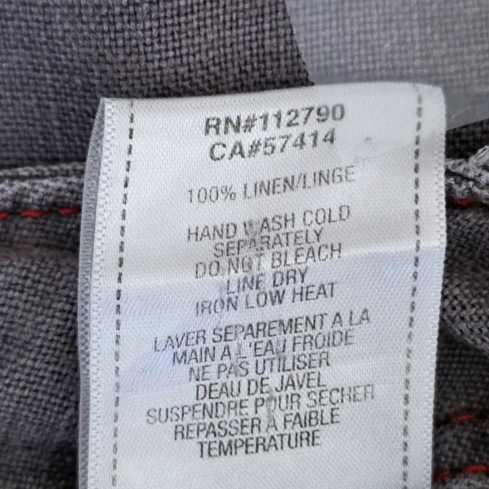 True Religion Vintage 100% Linen Cargo Shorts Mens 36 Charcoal Gray Utility Good